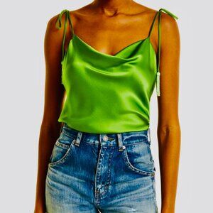 Cing A Sept Green Satin Tassel Top